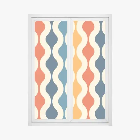Sticker pour vitres et fenêtres motif rétro ondulé aux couleurs chaudes – Wallnifity®