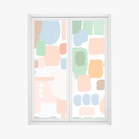 Sticker pour vitres et fenêtres composition abstraite de coups de pinceau pastel – Wallnifity®