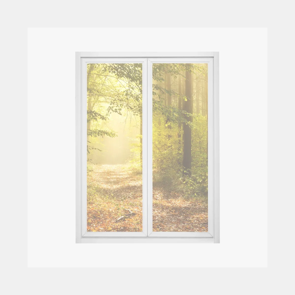 Sticker pour vitres et fenêtres chemin forestier baigné de lumière dorée – Wallnifity® Sticker pour vitres et fenêtres chemin forestier baigné de lumière dorée – Wallnifity®