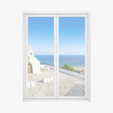 Sticker pour vitres et fenêtres chapelle de mariage surplombant la mer à Faliraki – Wallnifity®