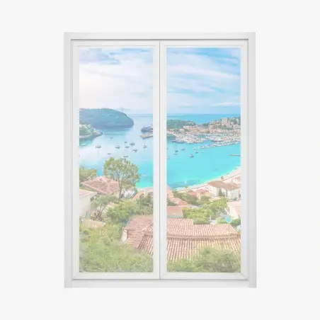 Sticker pour vitres et fenêtres panorama turquoise de Port de Sóller – Wallnifity®