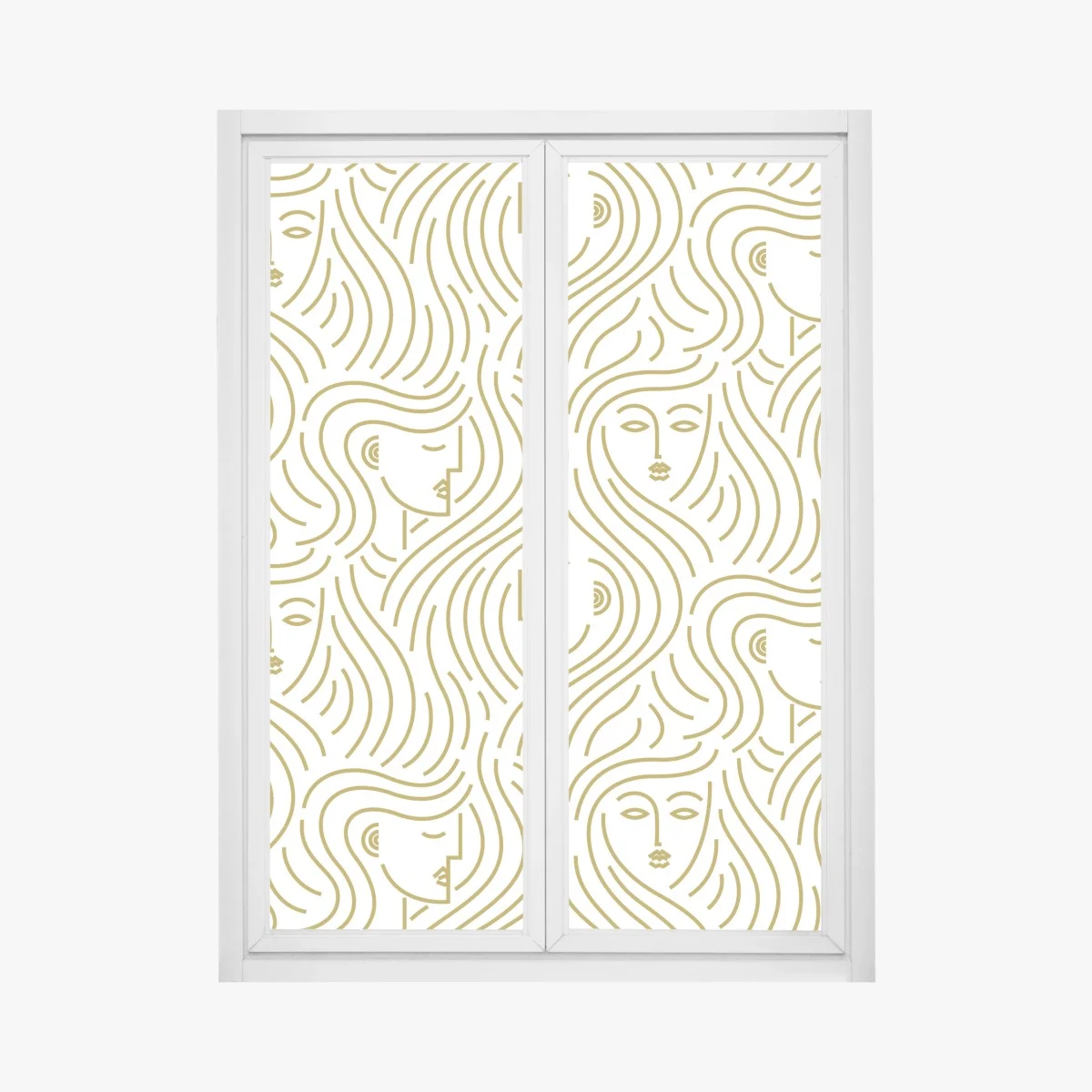 Sticker pour vitres et fenêtres motif de visages dorés aux cheveux ondulés – Wallnifity® Sticker pour vitres et fenêtres motif de visages dorés aux cheveux ondulés – Wallnifity®