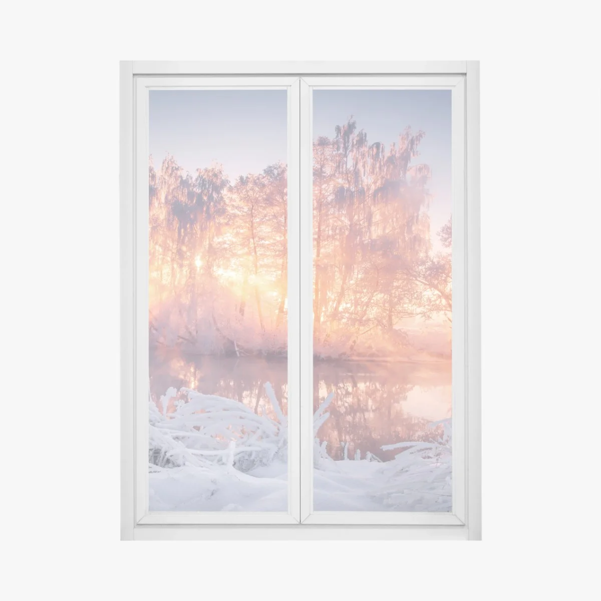 Sticker pour vitres et fenêtres aube hivernale au bord du lac – Wallnifity® Sticker pour vitres et fenêtres aube hivernale au bord du lac – Wallnifity®