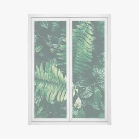 Sticker pour vitres et fenêtres mur de verdure tropicale sombre – Wallnifity®
