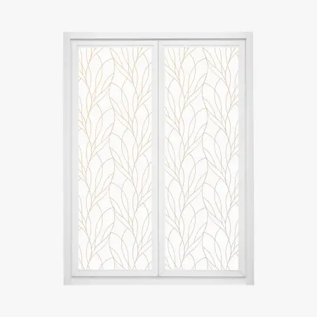 Sticker pour vitres et fenêtres motif feuillage doré élégant pour décoration – Wallnifity®