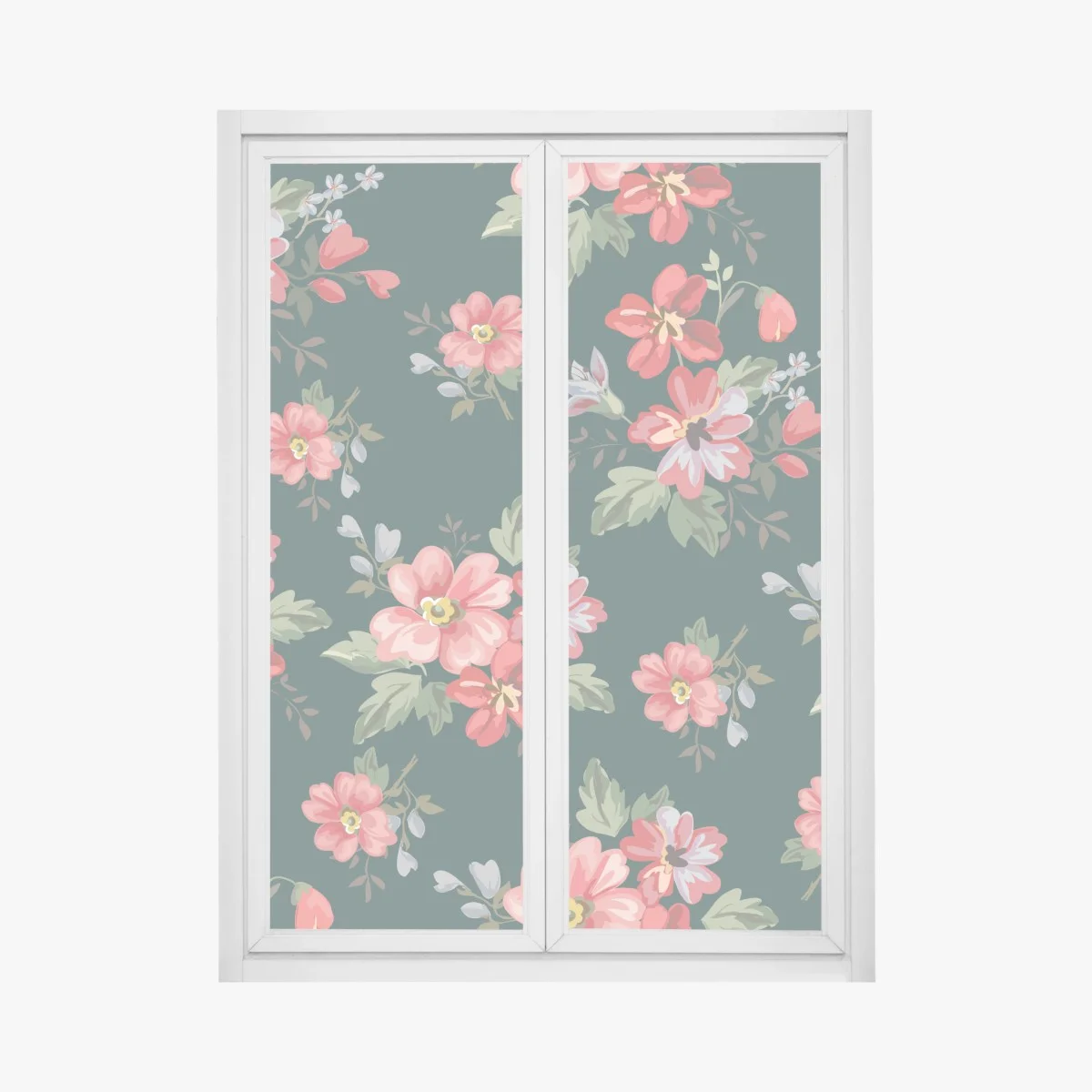 Sticker pour vitres et fenêtres motif floral romantique sur fond vert profond – Wallnifity® Sticker pour vitres et fenêtres motif floral romantique sur fond vert profond – Wallnifity®
