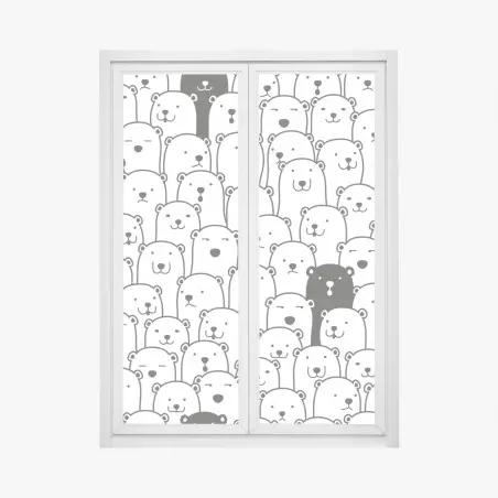Sticker pour vitres et fenêtres nuée d'ours mignons noir et blanc – Wallnifity®