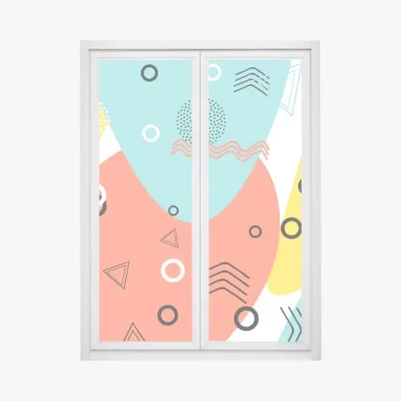 Sticker pour vitres et fenêtres composition abstraite aux formes colorées et motifs géométriques – Wallnifity®