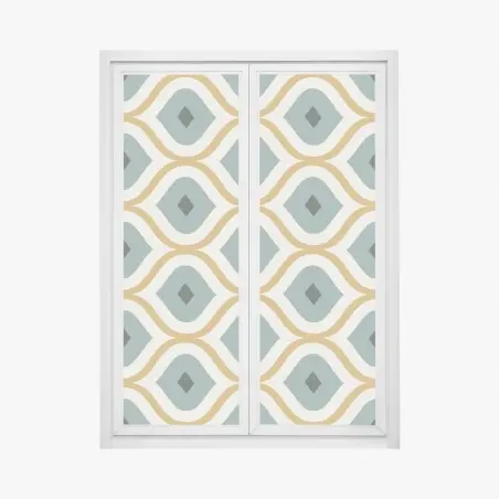 Sticker pour vitres et fenêtres motif géométrique élégant en vert et or – Wallnifity®