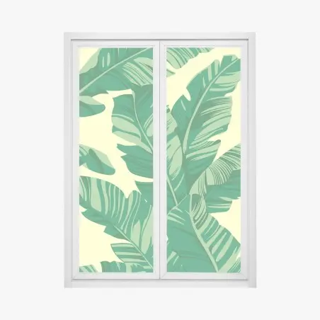 Sticker pour vitres et fenêtres motif feuilles de bananier tropicales – Wallnifity®