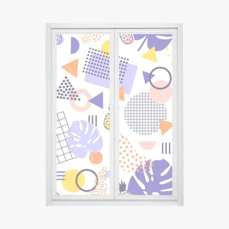 Sticker pour vitres et fenêtres motif tropical géométrique coloré – Wallnifity®