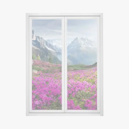 Sticker pour vitres et fenêtres champ de rhododendrons au pied du Mont Blanc – Wallnifity®