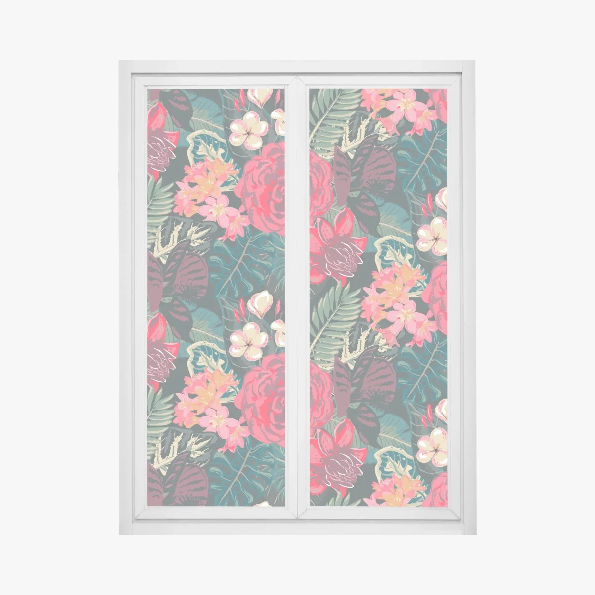 Sticker pour vitres et fenêtres parure botanique tropicale aux fleurs rouges – Wallnifity® Sticker pour vitres et fenêtres parure botanique tropicale aux fleurs rouges – Wallnifity®