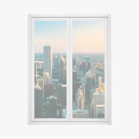 Sticker pour vitres et fenêtres panorama urbain de Chicago au coucher du soleil – Wallnifity®