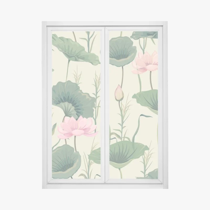 Sticker pour vitres et fenêtres oasis de lotus pastel – Wallnifity® Sticker pour vitres et fenêtres oasis de lotus pastel – Wallnifity®
