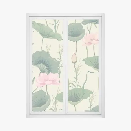 Sticker pour vitres et fenêtres oasis de lotus pastel – Wallnifity®