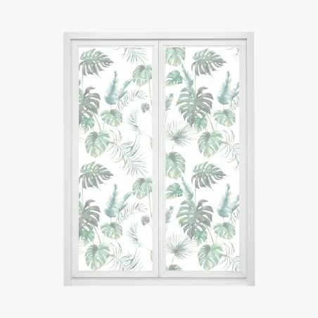 Sticker pour vitres et fenêtres motif feuilles tropicales en aquarelle – Wallnifity®
