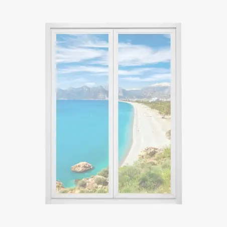 Sticker pour vitres et fenêtres panorama marin de la plage de Konyaalti, Antalya, Turquie – Wallnifity®