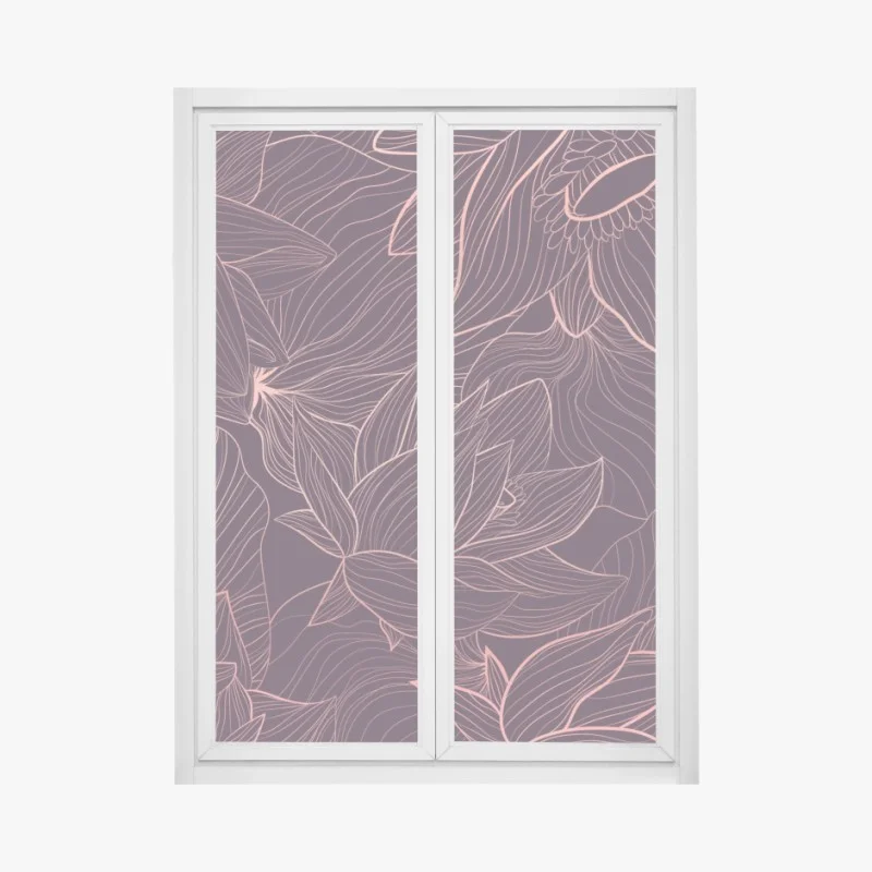 Sticker pour vitres et fenêtres motif floral linéaire rose doré sur fond bordeaux – Wallnifity® Sticker pour vitres et fenêtres motif floral linéaire rose doré sur fond bordeaux – Wallnifity®