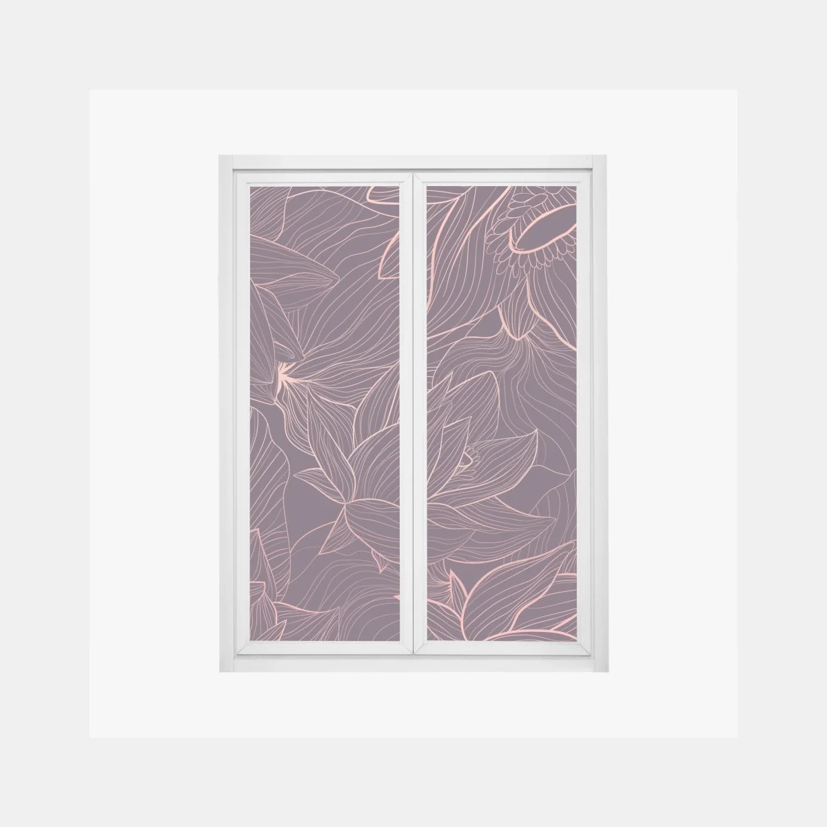 Sticker pour vitres et fenêtres motif floral linéaire rose doré sur fond bordeaux – Wallnifity® Sticker pour vitres et fenêtres motif floral linéaire rose doré sur fond bordeaux – Wallnifity®