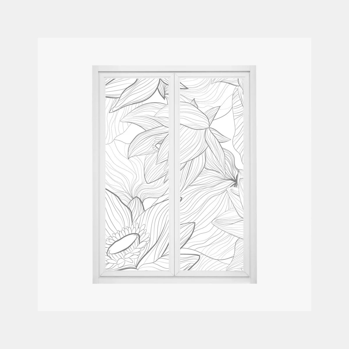 Sticker pour vitres et fenêtres motif floral linéaire noir et blanc – Wallnifity® Sticker pour vitres et fenêtres motif floral linéaire noir et blanc – Wallnifity®