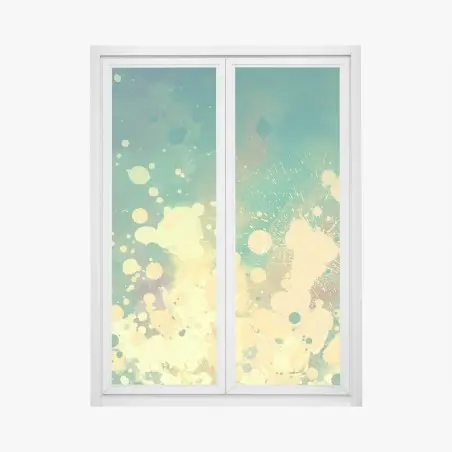 Sticker pour vitres et fenêtres explosion de peinture turquoise et jaune – Wallnifity®