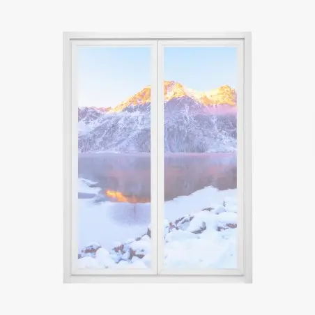 Sticker pour vitres et fenêtres paysage alpin au lever du soleil dans les Alpes italiennes – Wallnifity®