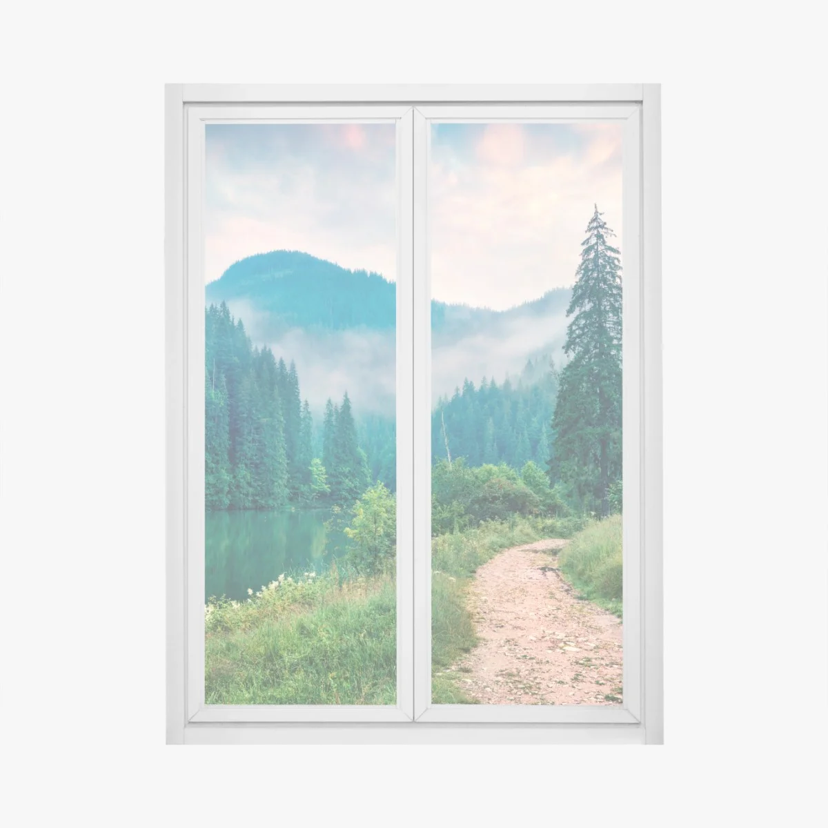 Sticker pour vitres et fenêtres brume matinale sur Lacu Roșu – Wallnifity® Sticker pour vitres et fenêtres brume matinale sur Lacu Roșu – Wallnifity®