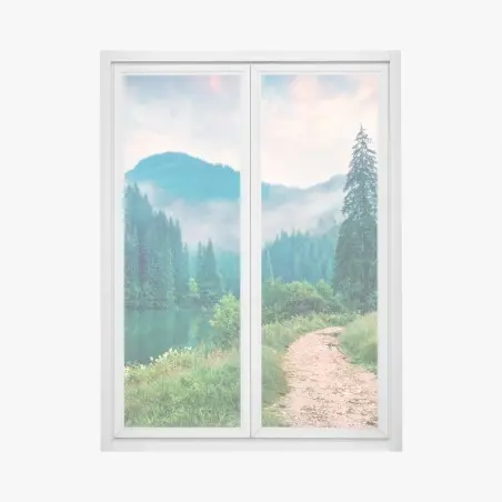 Sticker pour vitres et fenêtres brume matinale sur Lacu Roșu – Wallnifity®