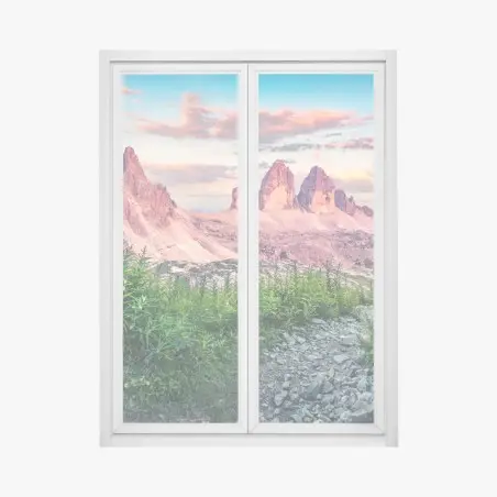 Sticker pour vitres et fenêtres panorama des Dolomites : Tre Cime di Lavaredo au coucher du soleil – Wallnifity®