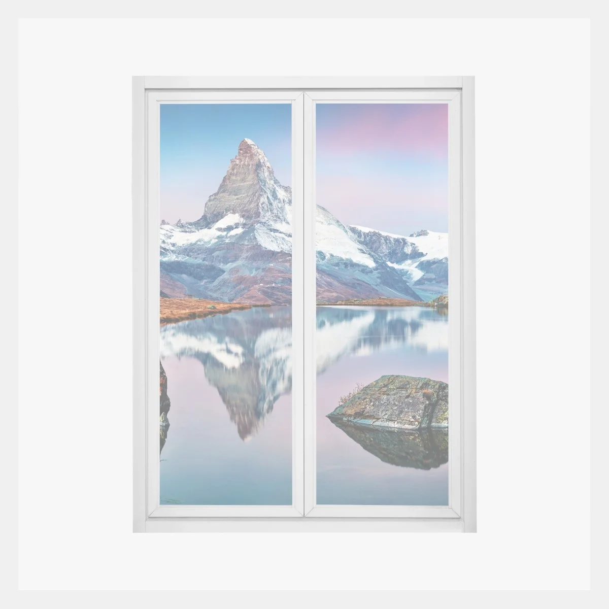 Sticker pour vitres et fenêtres reflet du Cervin au lac Stellisee – Wallnifity® Sticker pour vitres et fenêtres reflet du Cervin au lac Stellisee – Wallnifity®