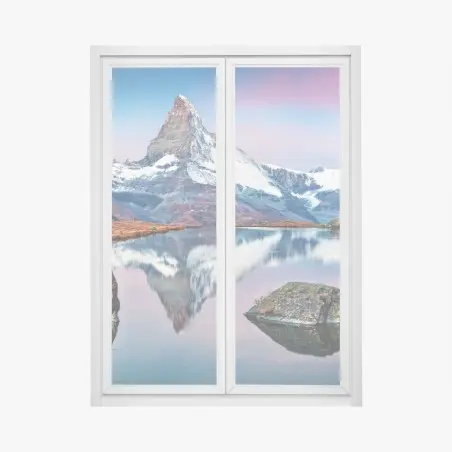 Sticker pour vitres et fenêtres reflet du Cervin au lac Stellisee – Wallnifity®