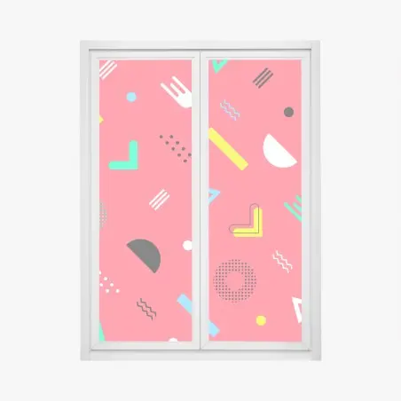 Sticker pour vitres et fenêtres motif géométrique rétro années 80 rose corail – Wallnifity®