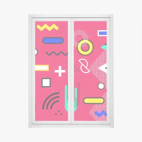 Sticker pour vitres et fenêtres motif géométrique rétro coloré – Wallnifity®