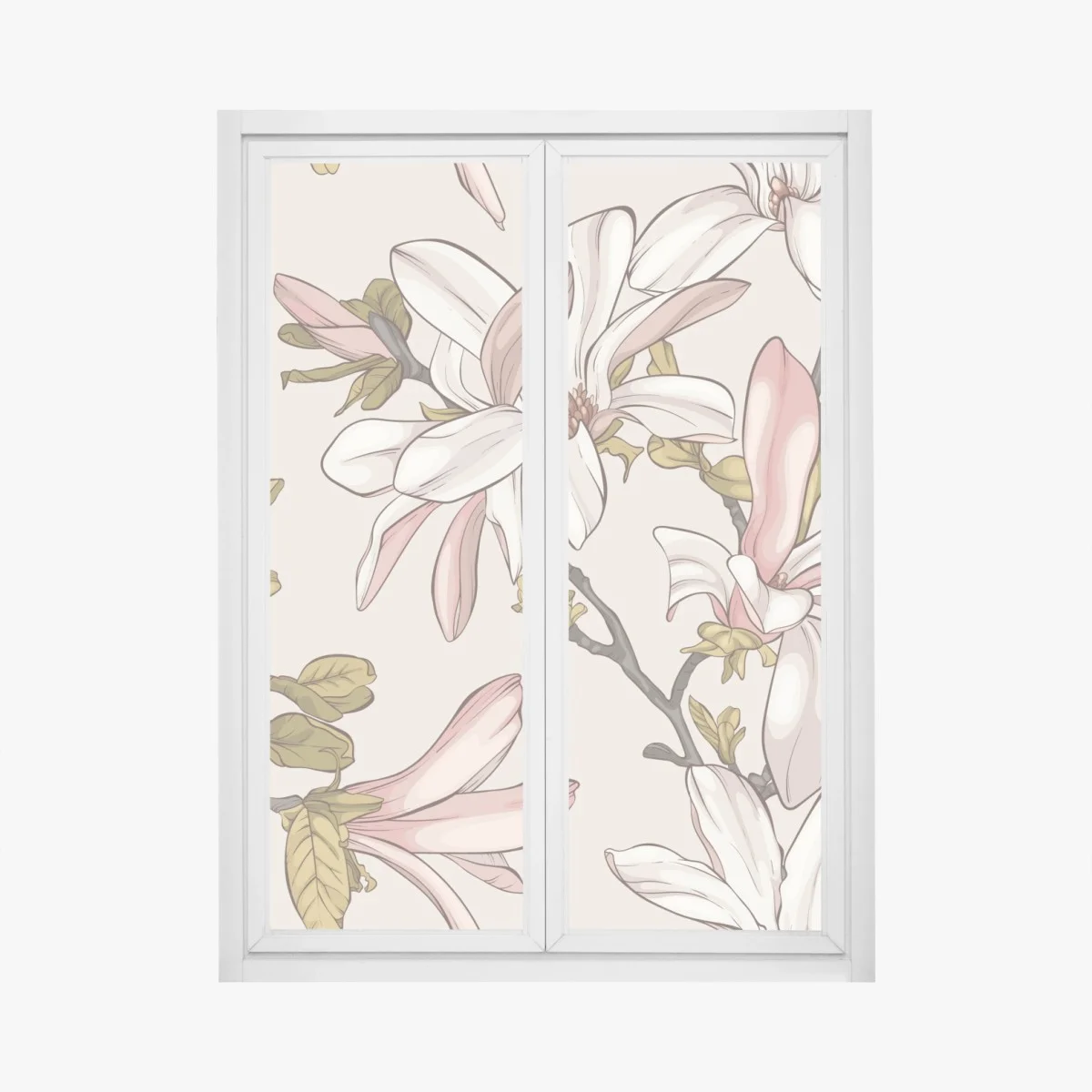 Sticker pour vitres et fenêtres motif magnolia élégant en teintes pastel – Wallnifity® Sticker pour vitres et fenêtres motif magnolia élégant en teintes pastel – Wallnifity®