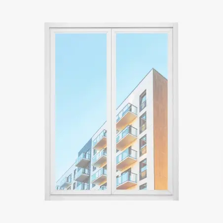 Sticker pour vitres et fenêtres balcons contemporains contre un ciel bleu – Wallnifity®