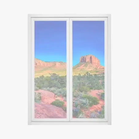 Sticker pour vitres et fenêtres panorama de Bell Rock, Courthouse Butte et Munds Mountain, Arizona – Wallnifity®