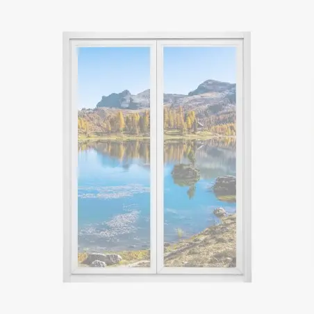 Sticker pour vitres et fenêtres reflets d'automne au lac alpin – Wallnifity®
