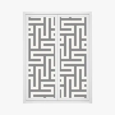 Sticker pour vitres et fenêtres motif labyrinthe géométrique noir et beige – Wallnifity®