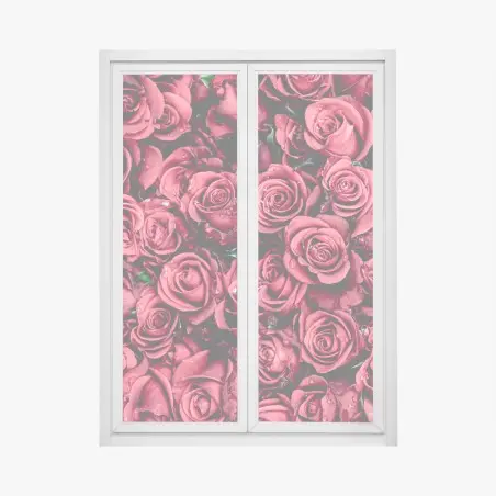 Sticker pour vitres et fenêtres bouquet de roses rouges en gros plan – Wallnifity®