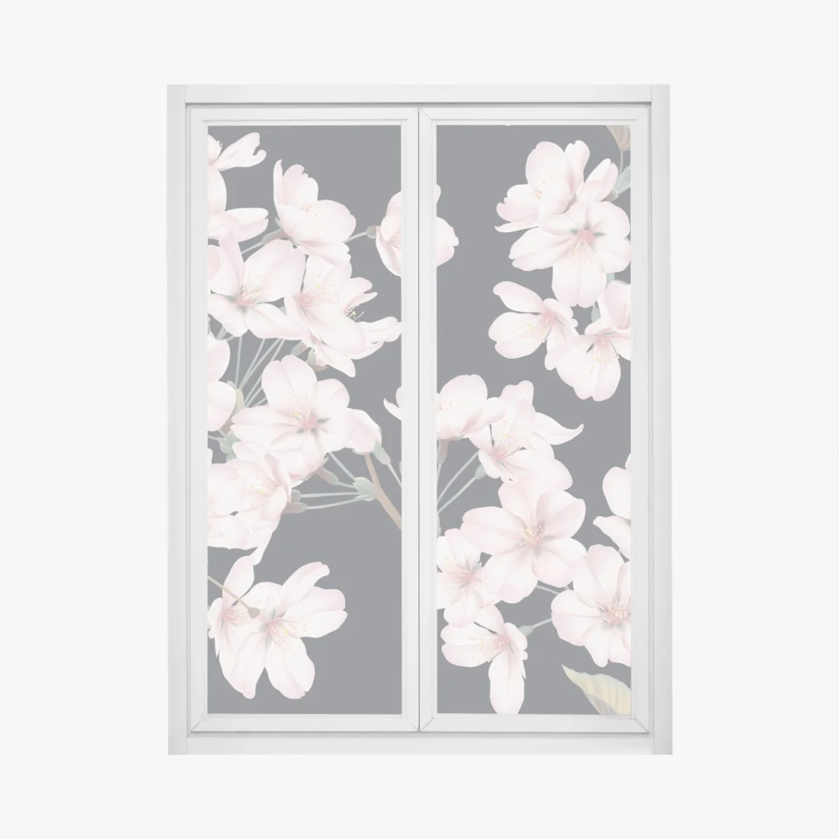 Sticker pour vitres et fenêtres motif de fleurs de cerisier délicates sur fond gris – Wallnifity® Sticker pour vitres et fenêtres motif de fleurs de cerisier délicates sur fond gris – Wallnifity®