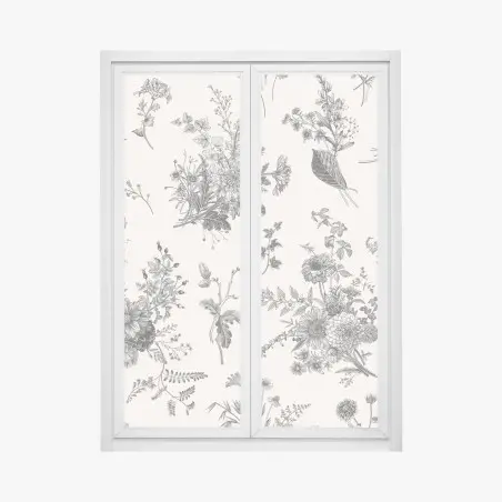 Sticker pour vitres et fenêtres motif floral automnal en noir et blanc – Wallnifity®