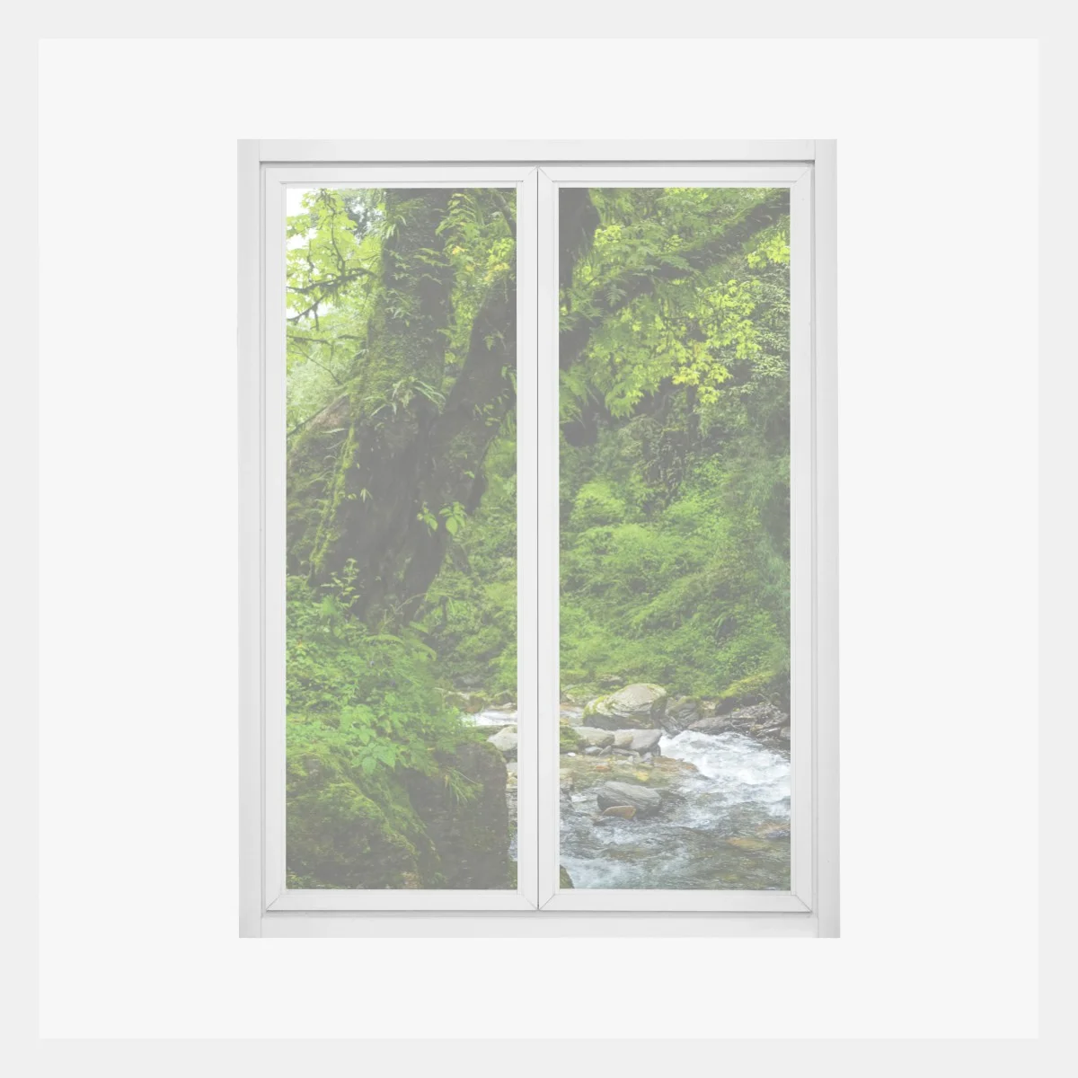 Sticker pour vitres et fenêtres cascade tranquille dans une forêt verdoyante – Wallnifity® Sticker pour vitres et fenêtres cascade tranquille dans une forêt verdoyante – Wallnifity®