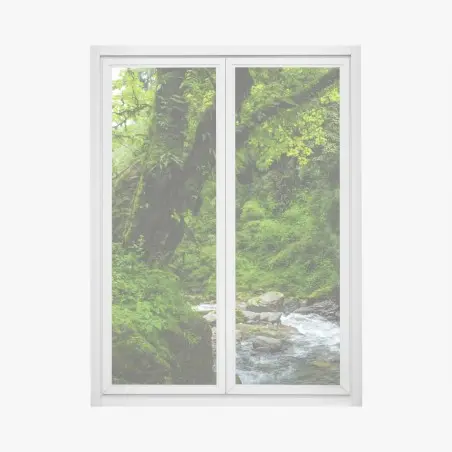 Sticker pour vitres et fenêtres cascade tranquille dans une forêt verdoyante – Wallnifity®