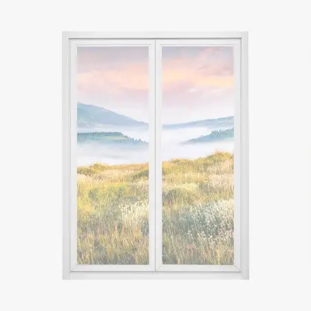 Sticker pour vitres et fenêtres aube brumeuse dans les Carpates – Wallnifity®