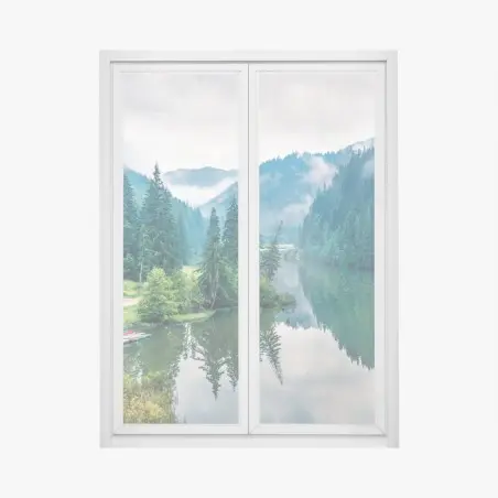 Sticker pour vitres et fenêtres matin brumeux au Lacu Roșu, Harghita – Wallnifity®