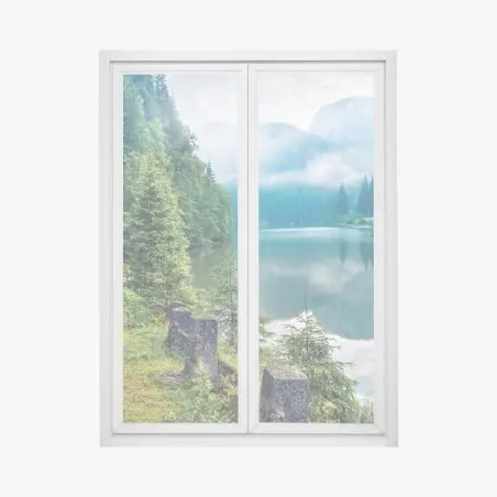 Sticker pour vitres et fenêtres brume matinale au bord du lac Lacu Rosu – Wallnifity®
