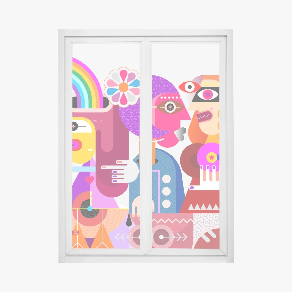 Sticker pour vitres et fenêtres rêve arc-en-ciel sur oiseau géométrique – Wallnifity® Sticker pour vitres et fenêtres rêve arc-en-ciel sur oiseau géométrique – Wallnifity®