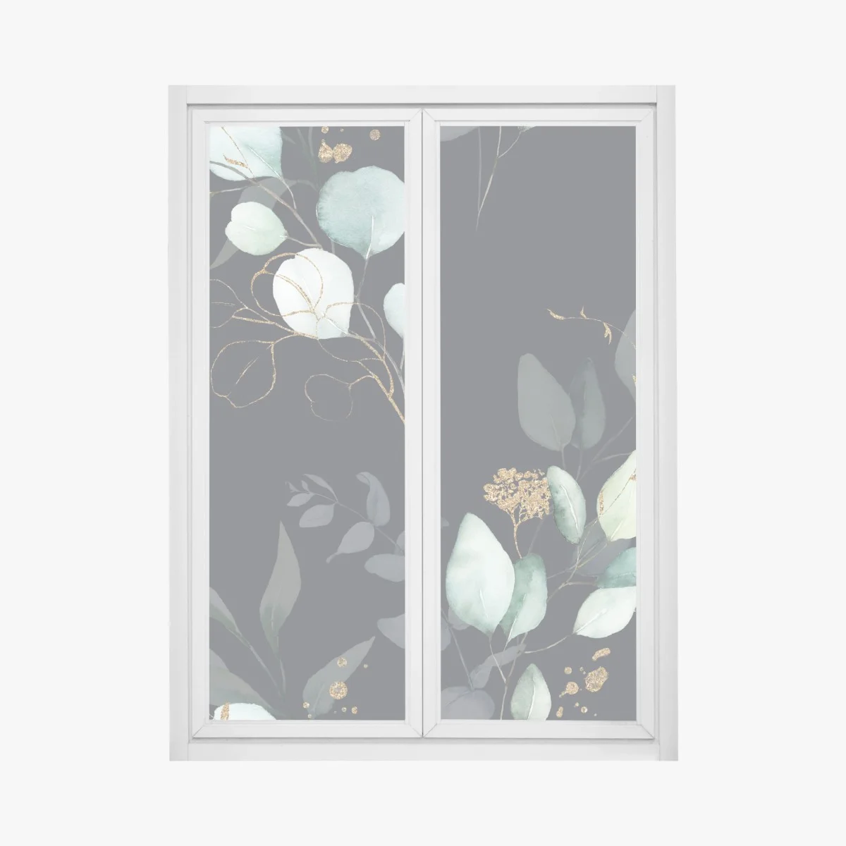 Sticker pour vitres et fenêtres motif eucalyptus doré sur fond anthracite – Wallnifity® Sticker pour vitres et fenêtres motif eucalyptus doré sur fond anthracite – Wallnifity®