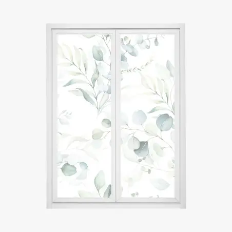 Sticker pour vitres et fenêtres eucalyptus aquarelle élégant motif botanique apaisant – Wallnifity®